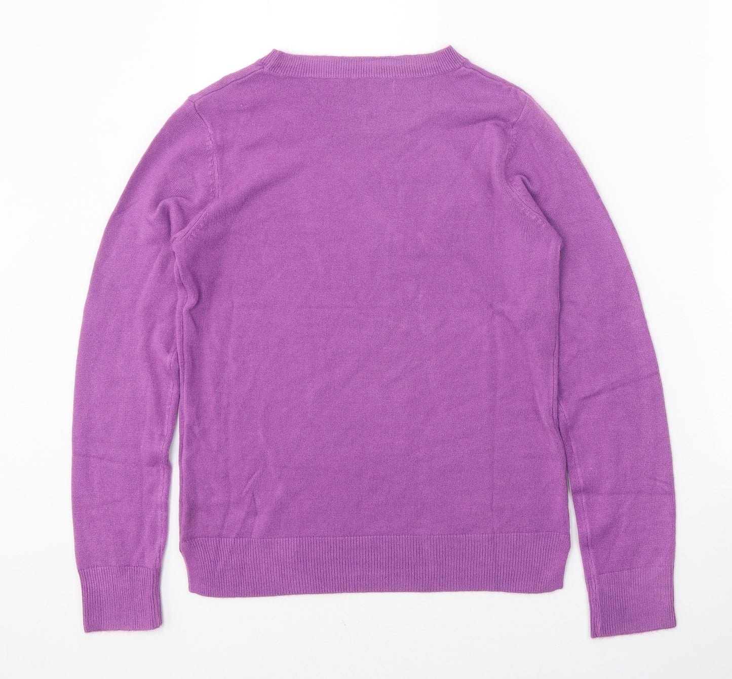 Marks and Spencer Womens Purple Round Neck Acrylic Pullover Jumper Size 8