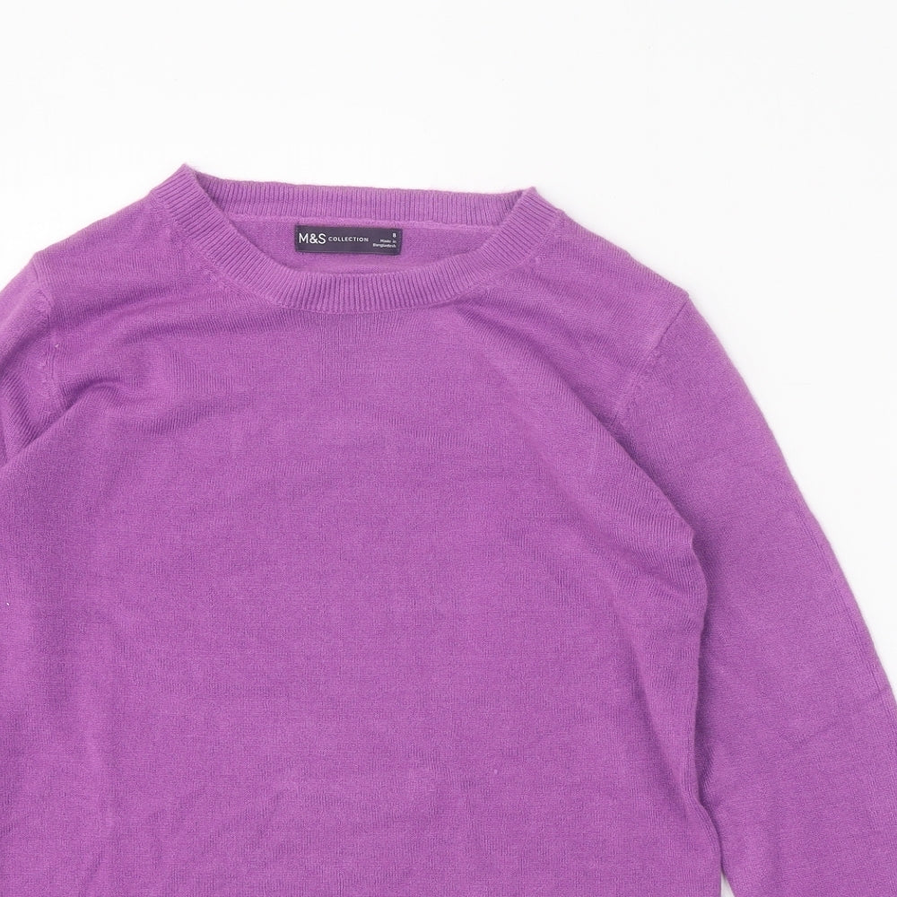 Marks and Spencer Womens Purple Round Neck Acrylic Pullover Jumper Size 8