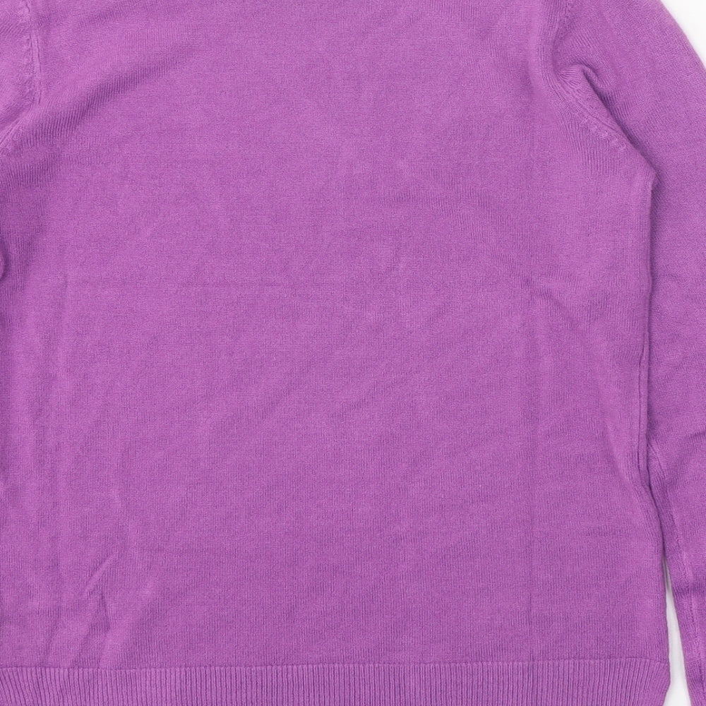 Marks and Spencer Womens Purple Round Neck Acrylic Pullover Jumper Size 8