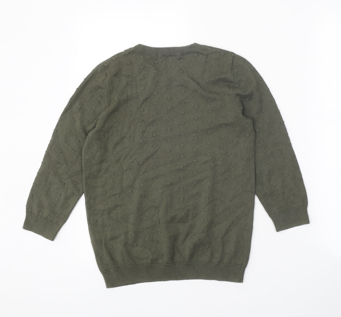 TU Womens Green Round Neck 100% Cotton Pullover Jumper Size 8