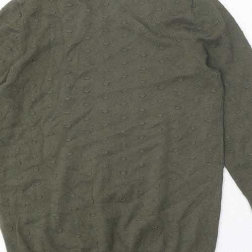 TU Womens Green Round Neck 100% Cotton Pullover Jumper Size 8