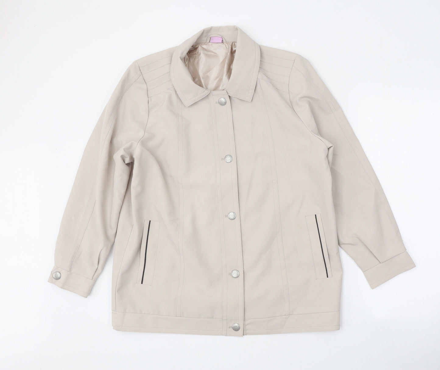 Amalina Womens Beige Overcoat Coat Size 14 Button