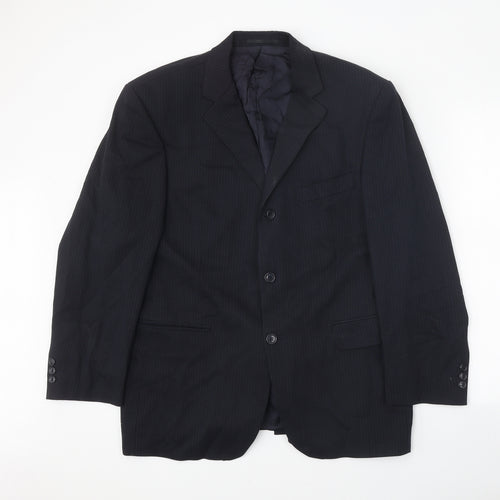 Burton Mens Blue Striped Wool Jacket Blazer Size 42