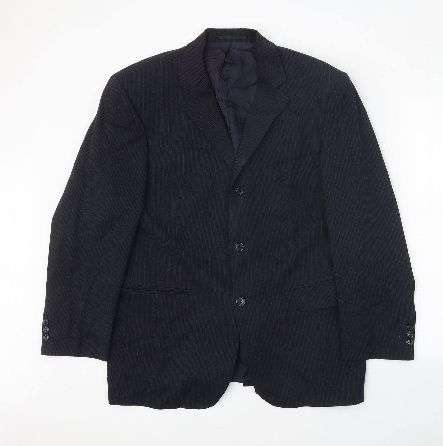 Burton Mens Blue Striped Wool Jacket Blazer Size 42