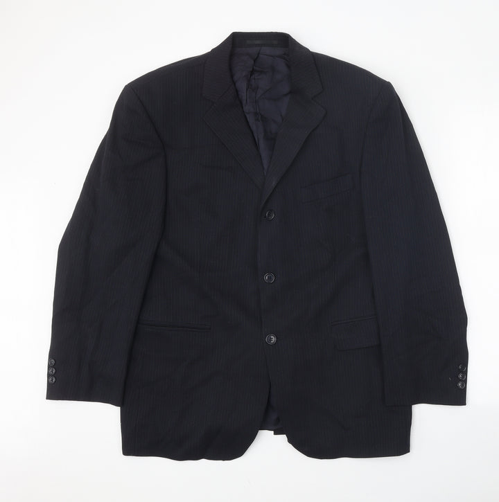 Burton Mens Blue Striped Wool Jacket Blazer Size 42