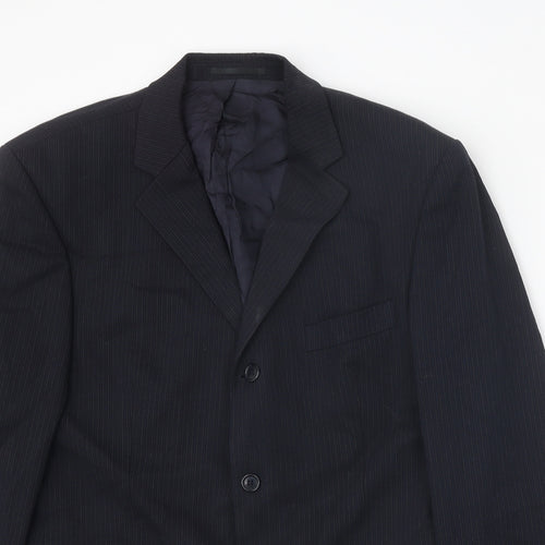 Burton Mens Blue Striped Wool Jacket Blazer Size 42