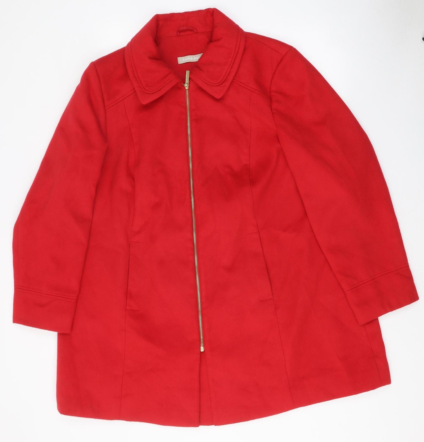 Anthology Womens Red Pea Coat Coat Size 22 Zip