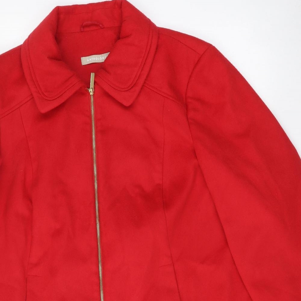 Anthology Womens Red Pea Coat Coat Size 22 Zip
