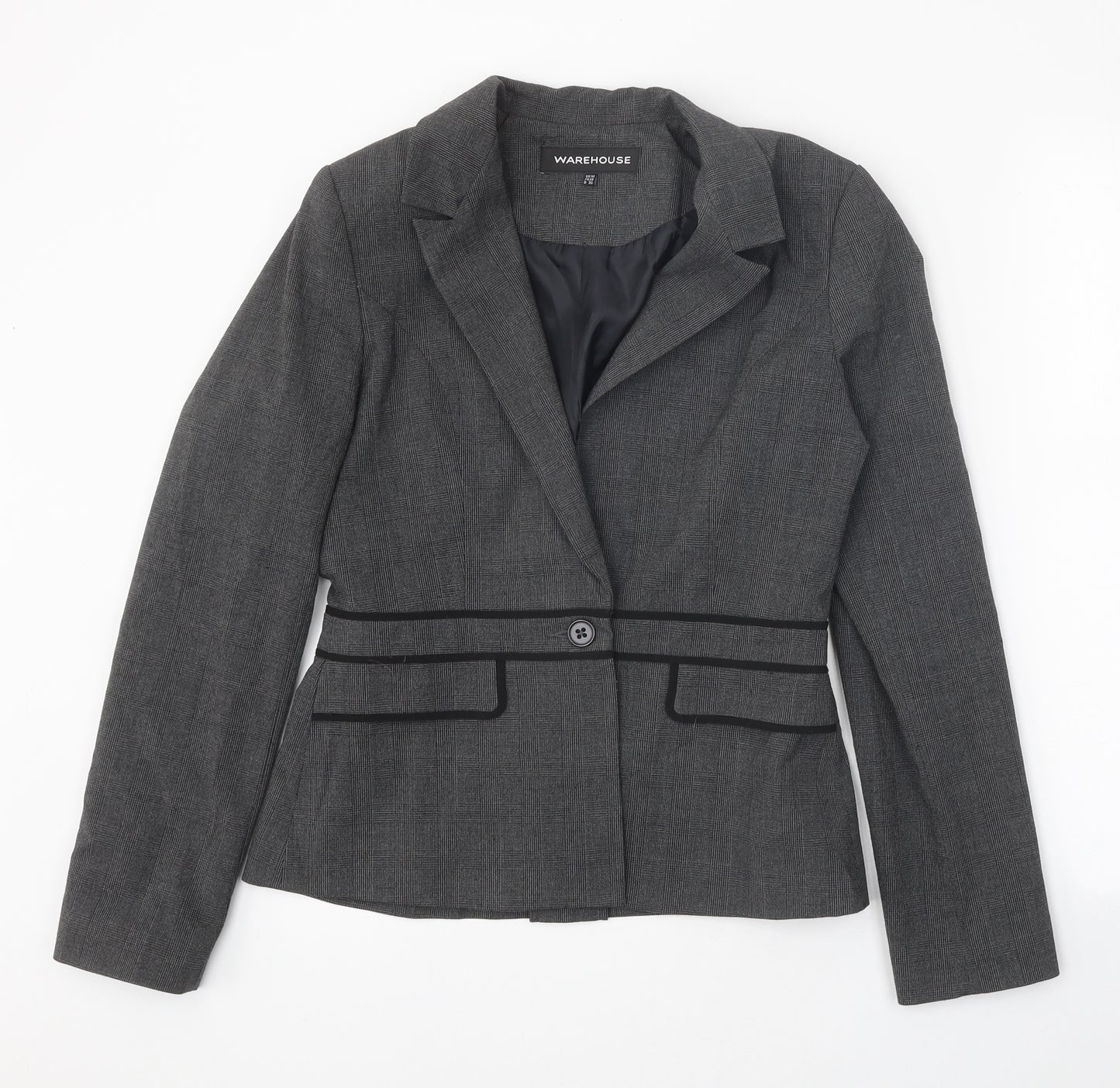 Warehouse Womens Grey Jacket Blazer Size 10 Button
