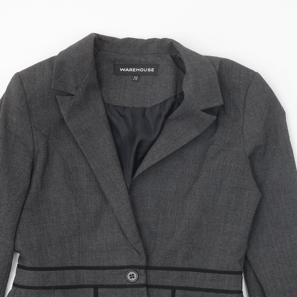Warehouse Womens Grey Jacket Blazer Size 10 Button