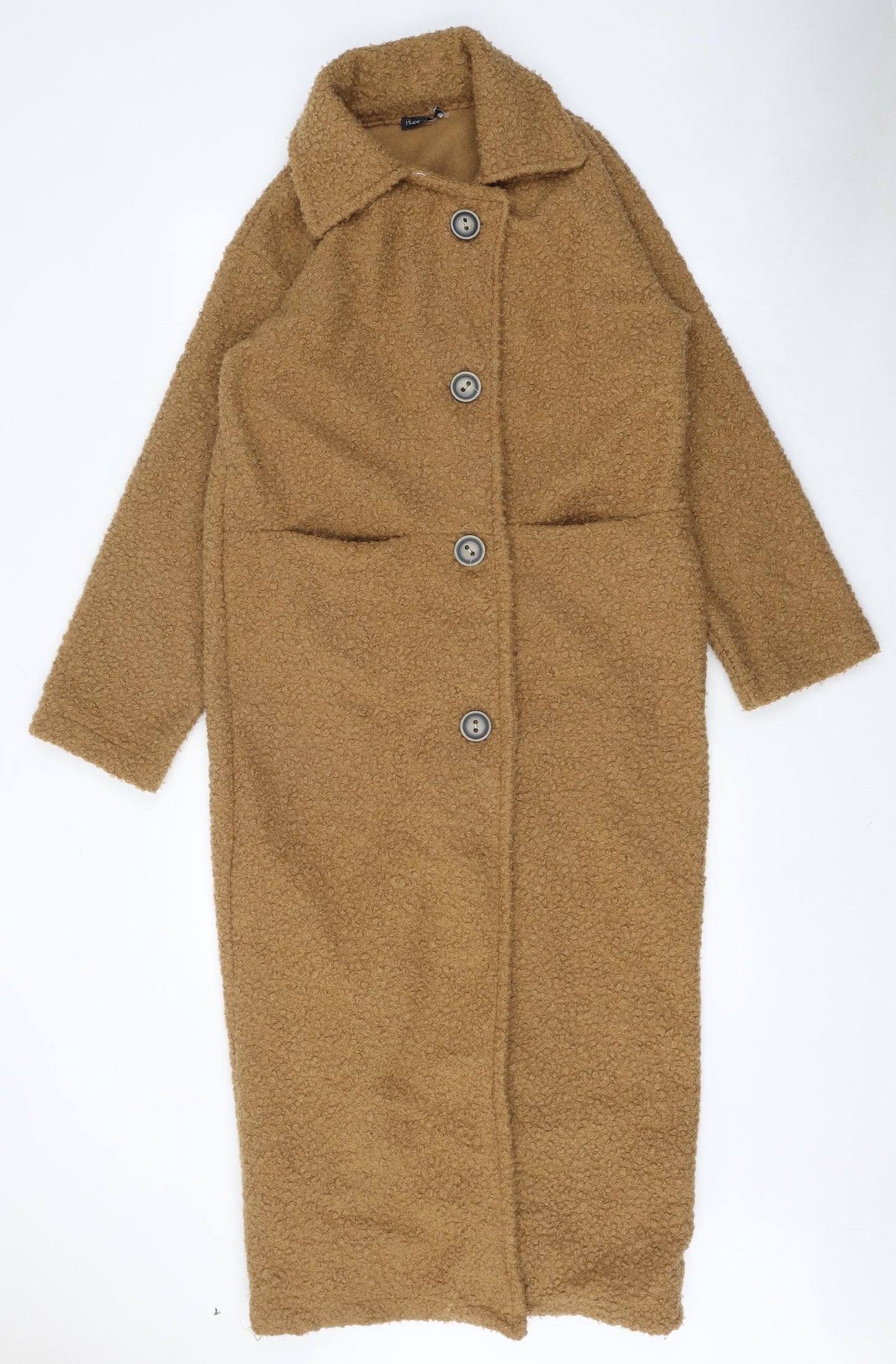 I SAW IT FIRST Womens Brown Overcoat Coat Size S Button