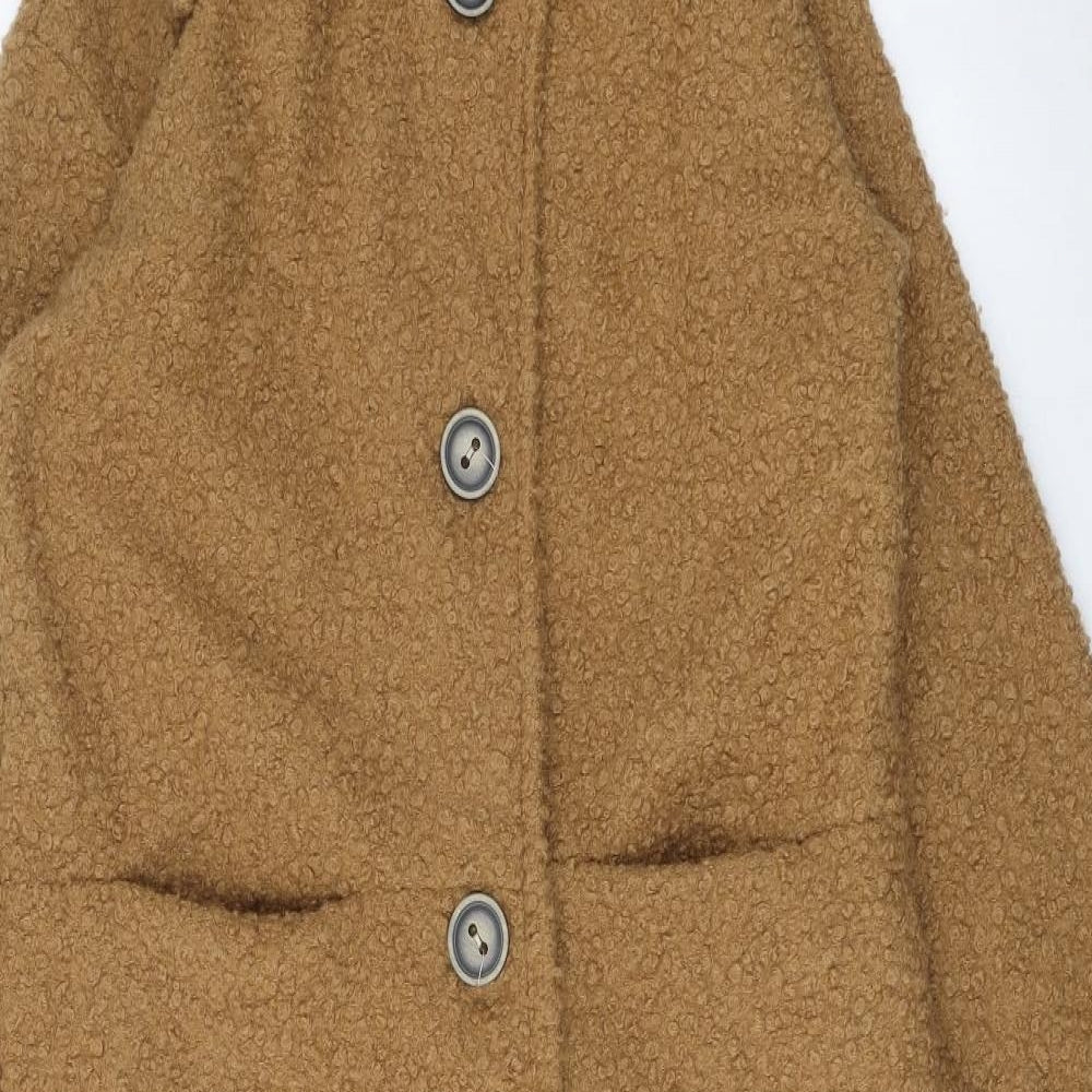 I SAW IT FIRST Womens Brown Overcoat Coat Size S Button