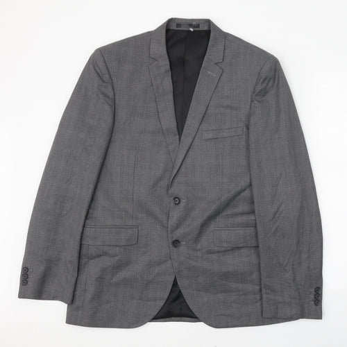 Burton Mens Grey Plaid Polyester Jacket Blazer Size 42