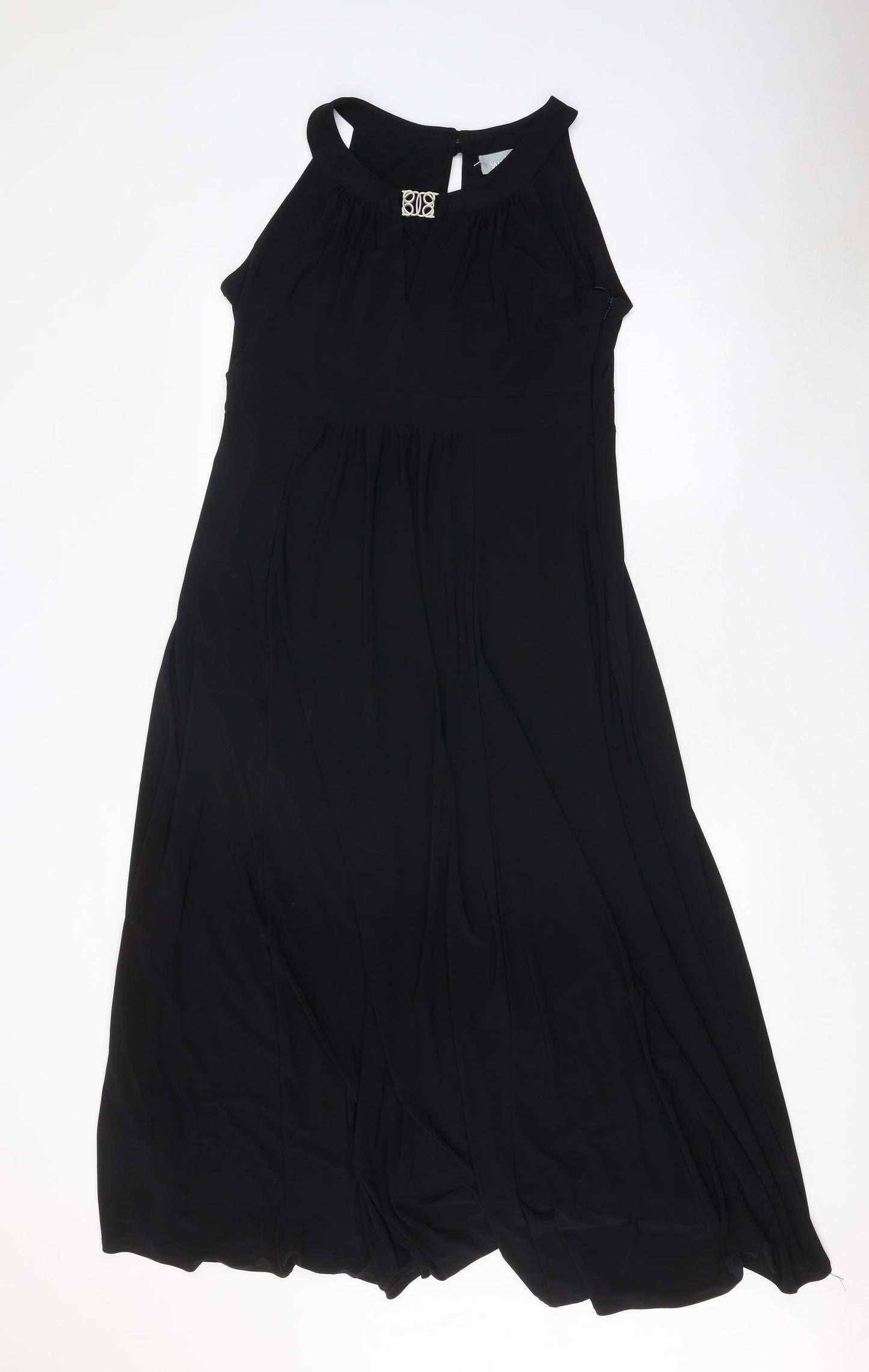 Wallis Womens Black Polyester Maxi Size 14 Boat Neck Zip