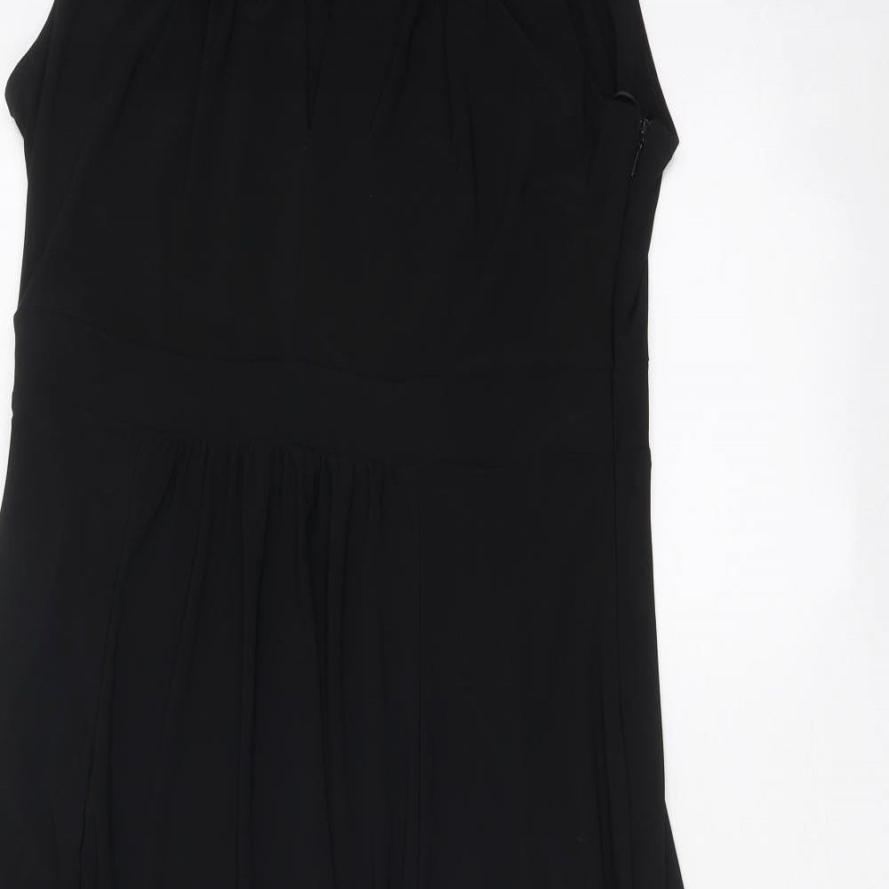 Wallis Womens Black Polyester Maxi Size 14 Boat Neck Zip