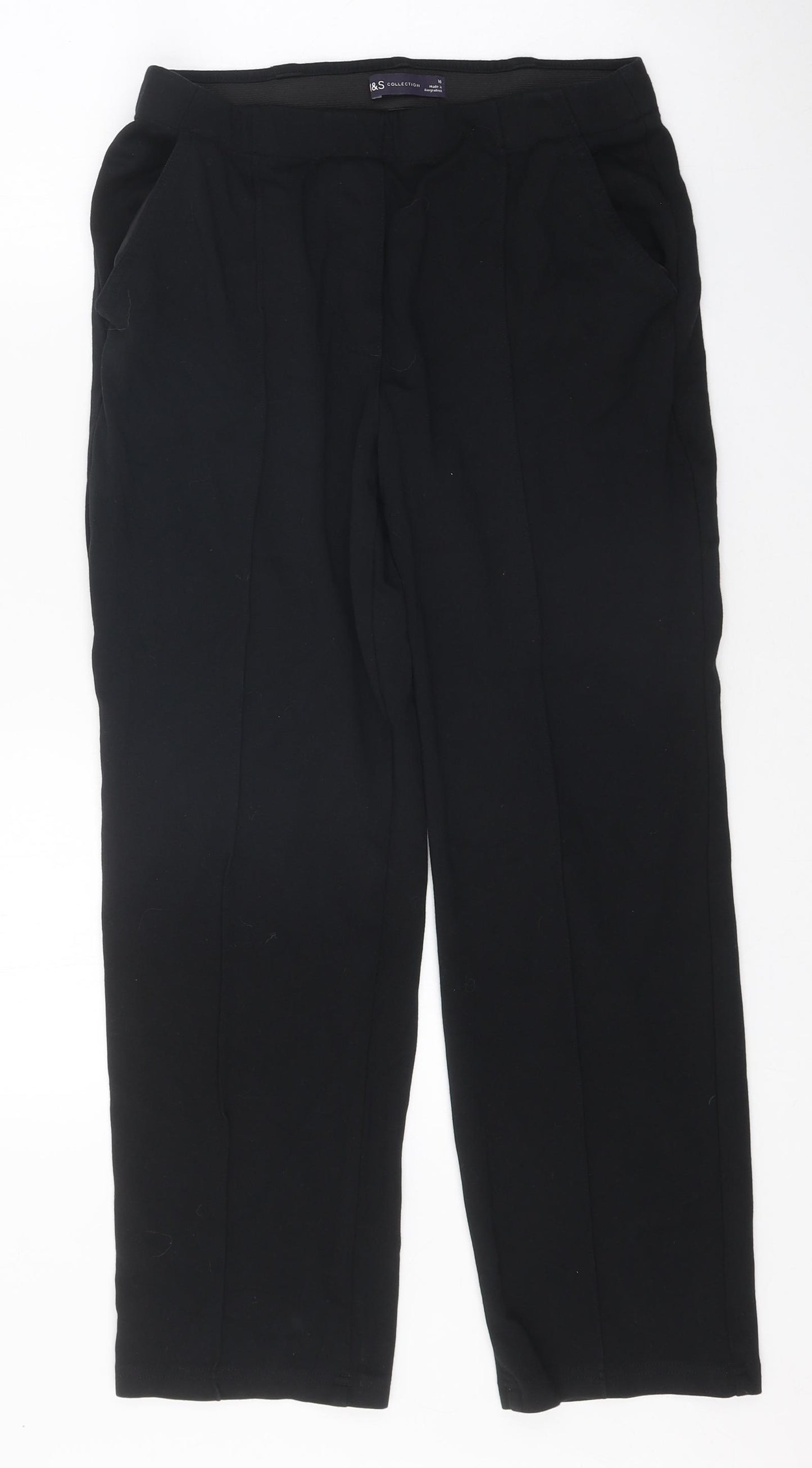 Marks and Spencer Womens Black Viscose Trousers Size 10 Regular