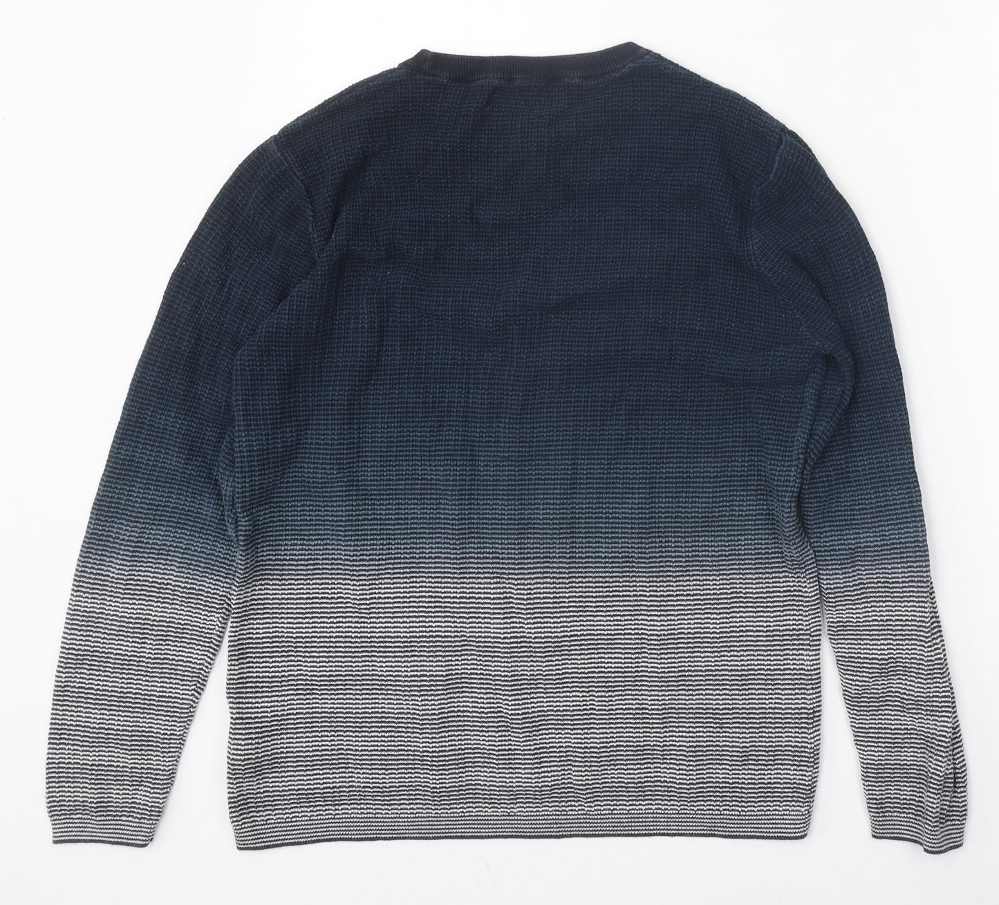 NEXT Mens Blue Round Neck Cotton Pullover Jumper Size M - Ombré