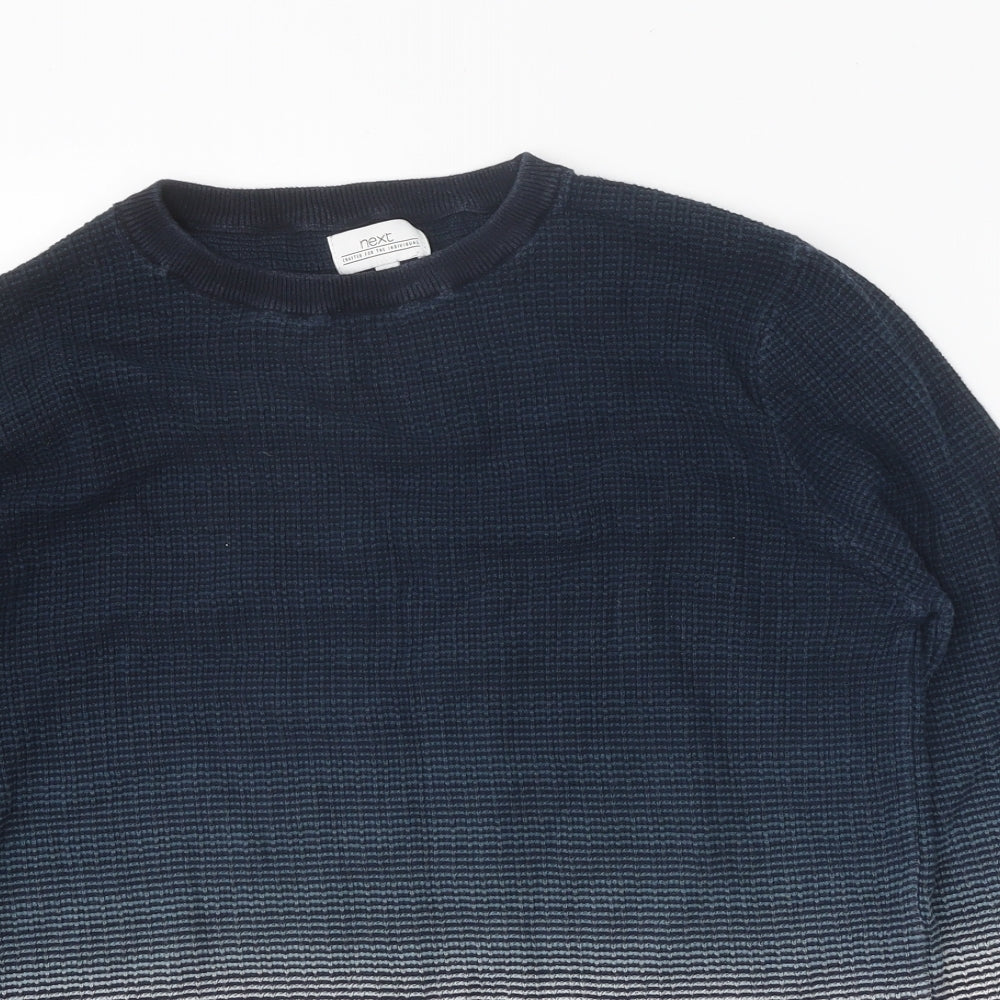 NEXT Mens Blue Round Neck Cotton Pullover Jumper Size M - Ombré
