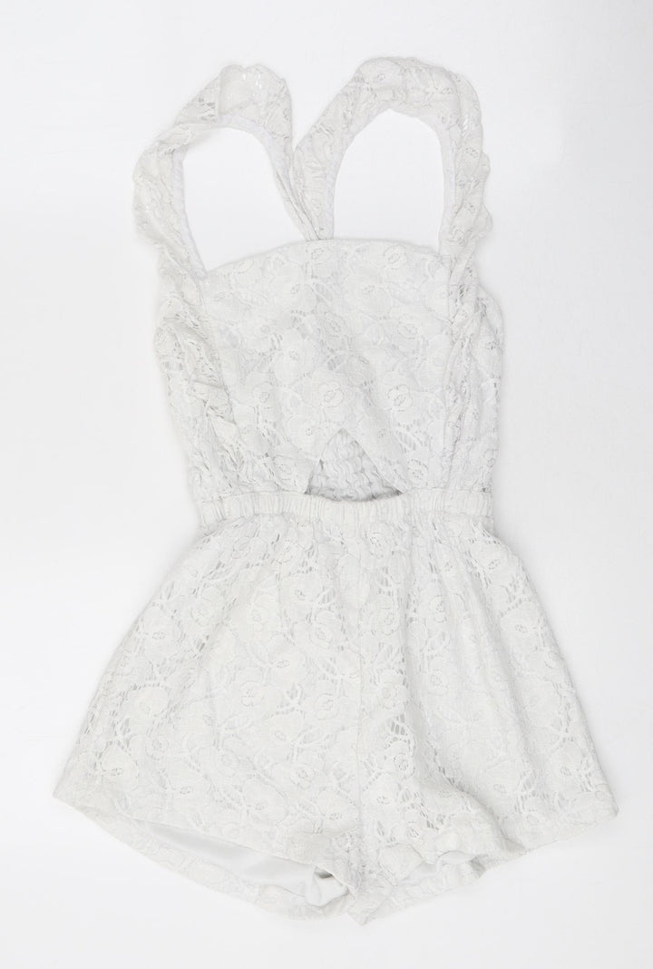 Reverse Womens White Polyester Playsuit One-Piece Size S Pullover