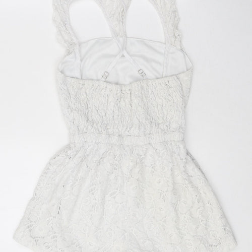 Reverse Womens White Polyester Playsuit One-Piece Size S Pullover