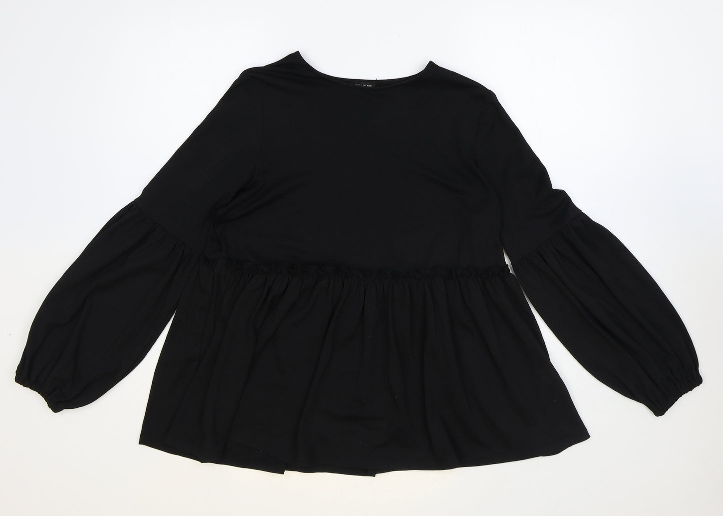 River Island Womens Black Polyester Basic Blouse Size 10 Boat Neck