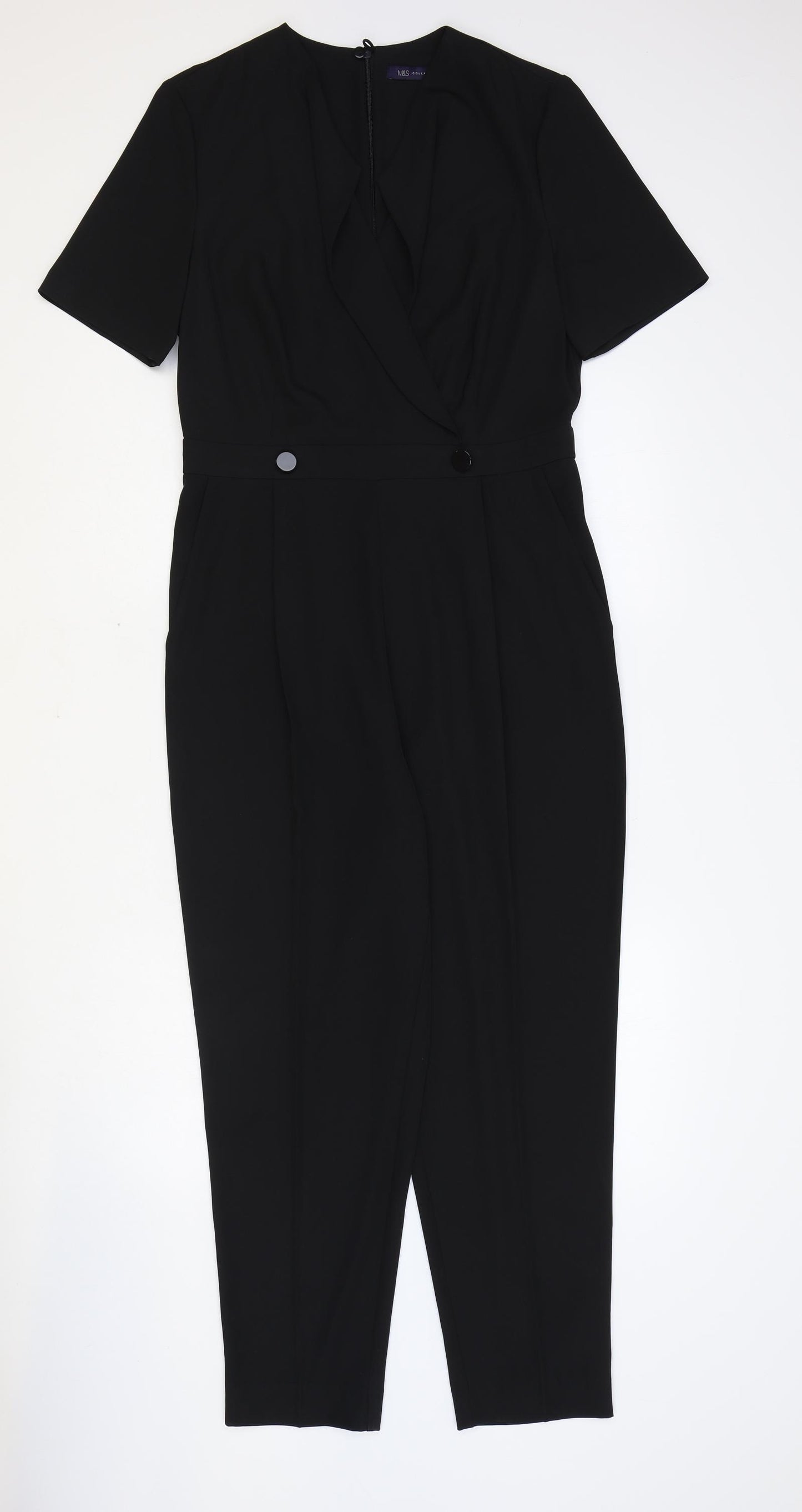 Marks and Spencer Womens Black Polyester Jumpsuit One-Piece Size 10 Zip
