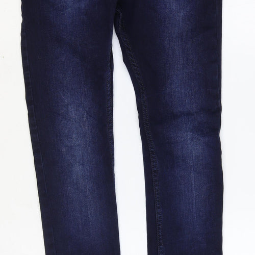 Topman Mens Blue Cotton Skinny Jeans Size 28 in Regular Zip