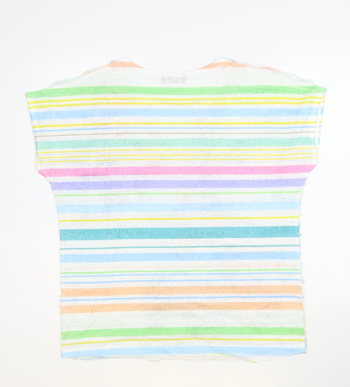 Anna Rose Womens Multicoloured Geometric Polyester Basic T-Shirt Size L Round Neck