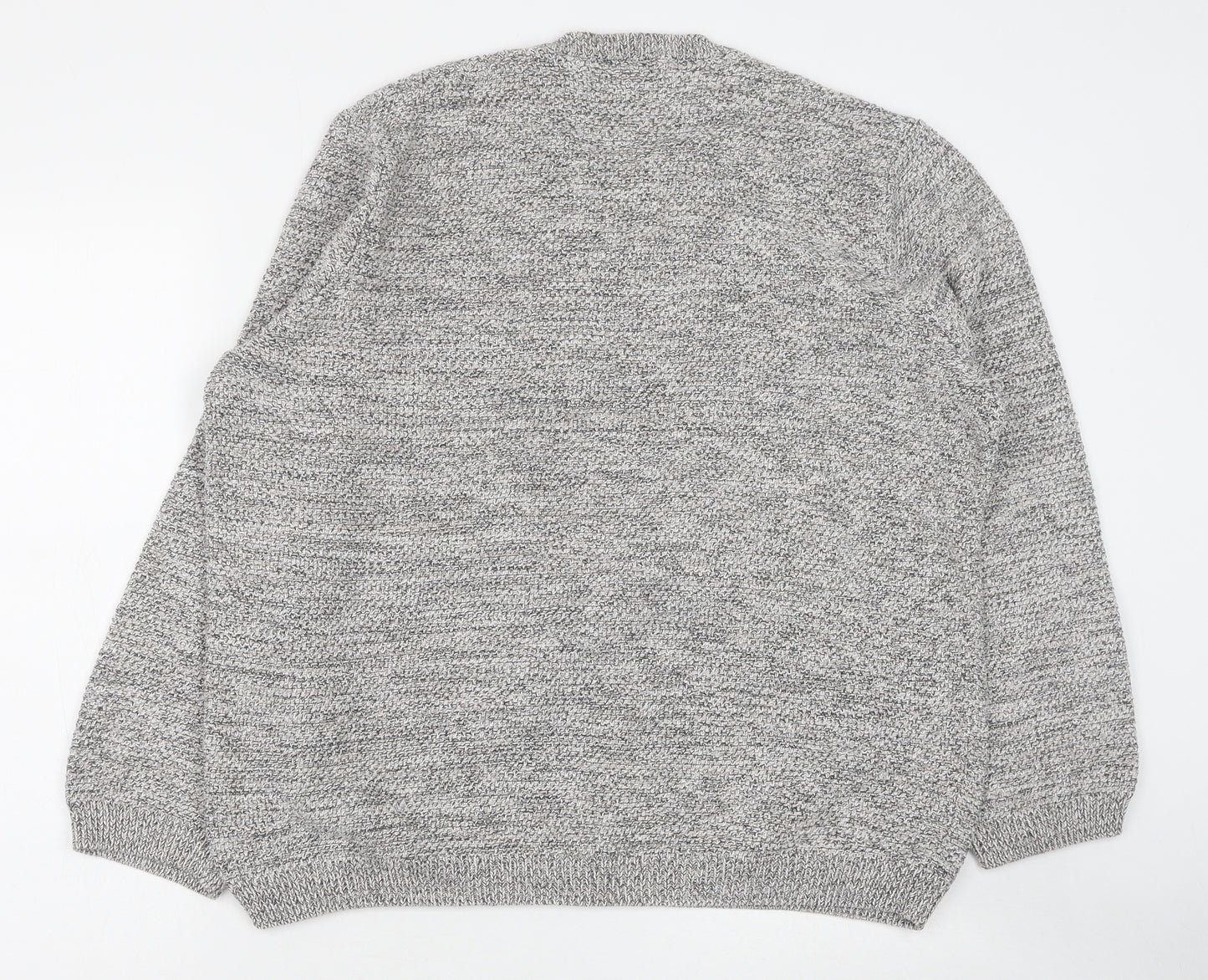 Marks and Spencer Mens Grey Round Neck Cotton Pullover Jumper Size XL