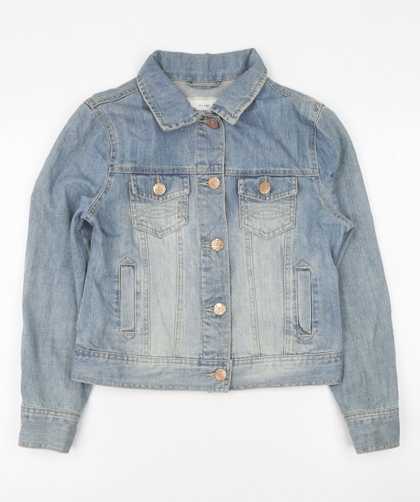 Denim & Co. Womens Blue Jacket Size 10 Button - Denim Jacket