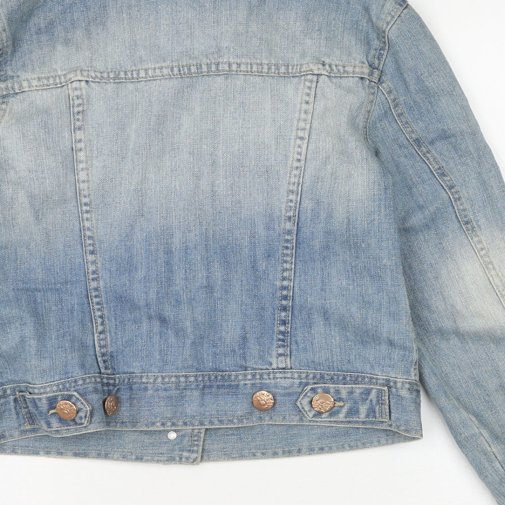 Denim & Co. Womens Blue Jacket Size 10 Button - Denim Jacket
