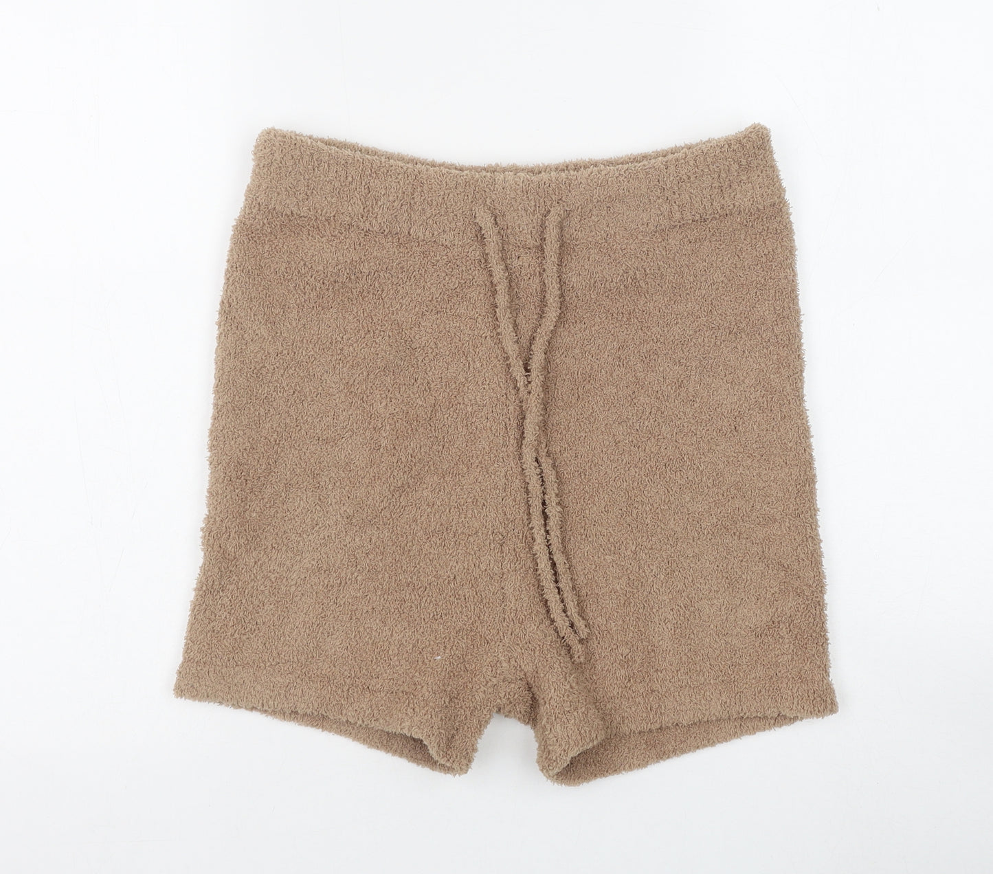 PRETTYLITTLETHING Womens Beige Polyester Compression Shorts Size M Regular Pull On