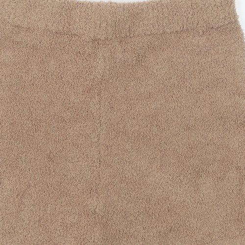 PRETTYLITTLETHING Womens Beige Polyester Compression Shorts Size M Regular Pull On
