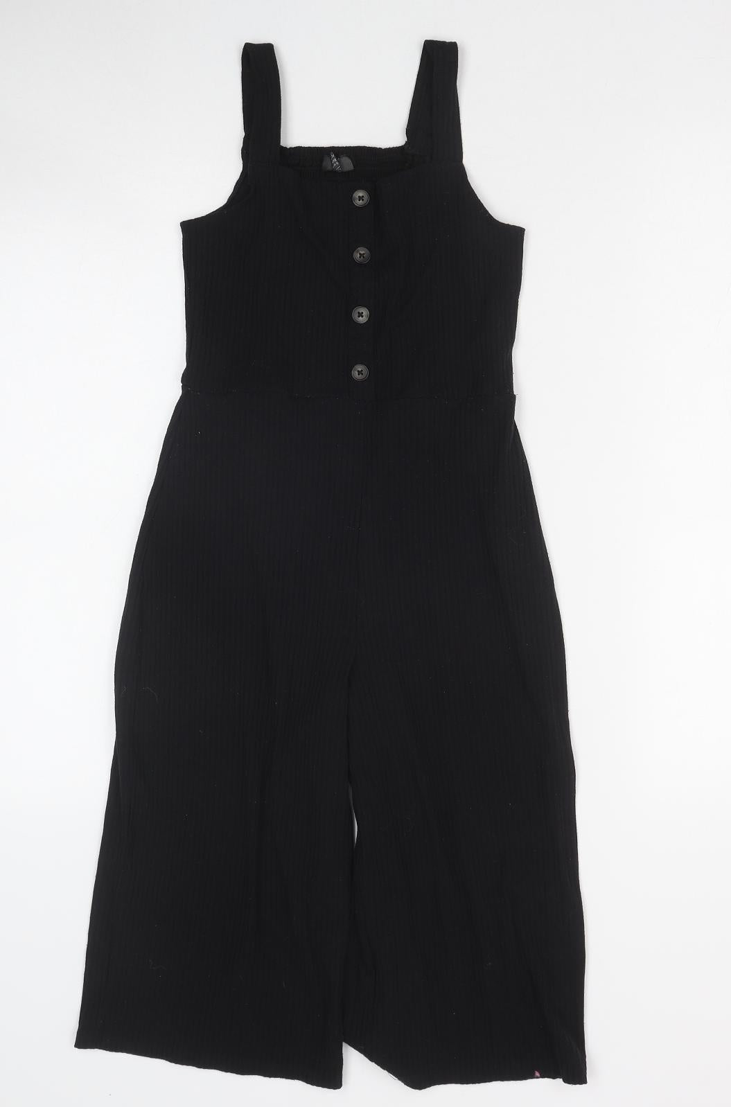 Primark Girls Black Polyester Jumpsuit One-Piece Size 9-10 Years Pullover