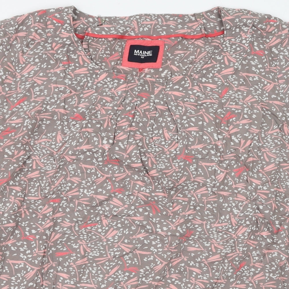 Debenhams Womens Pink Floral Viscose Basic T-Shirt Size 18 Round Neck