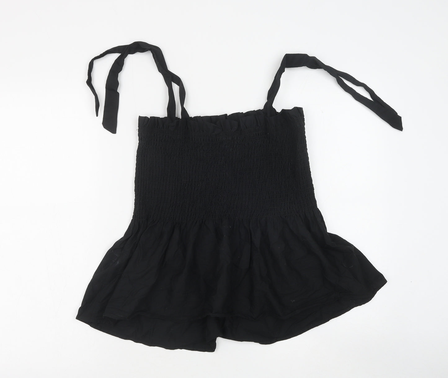 New Look Womens Black Cotton Basic Blouse Size 18 Square Neck