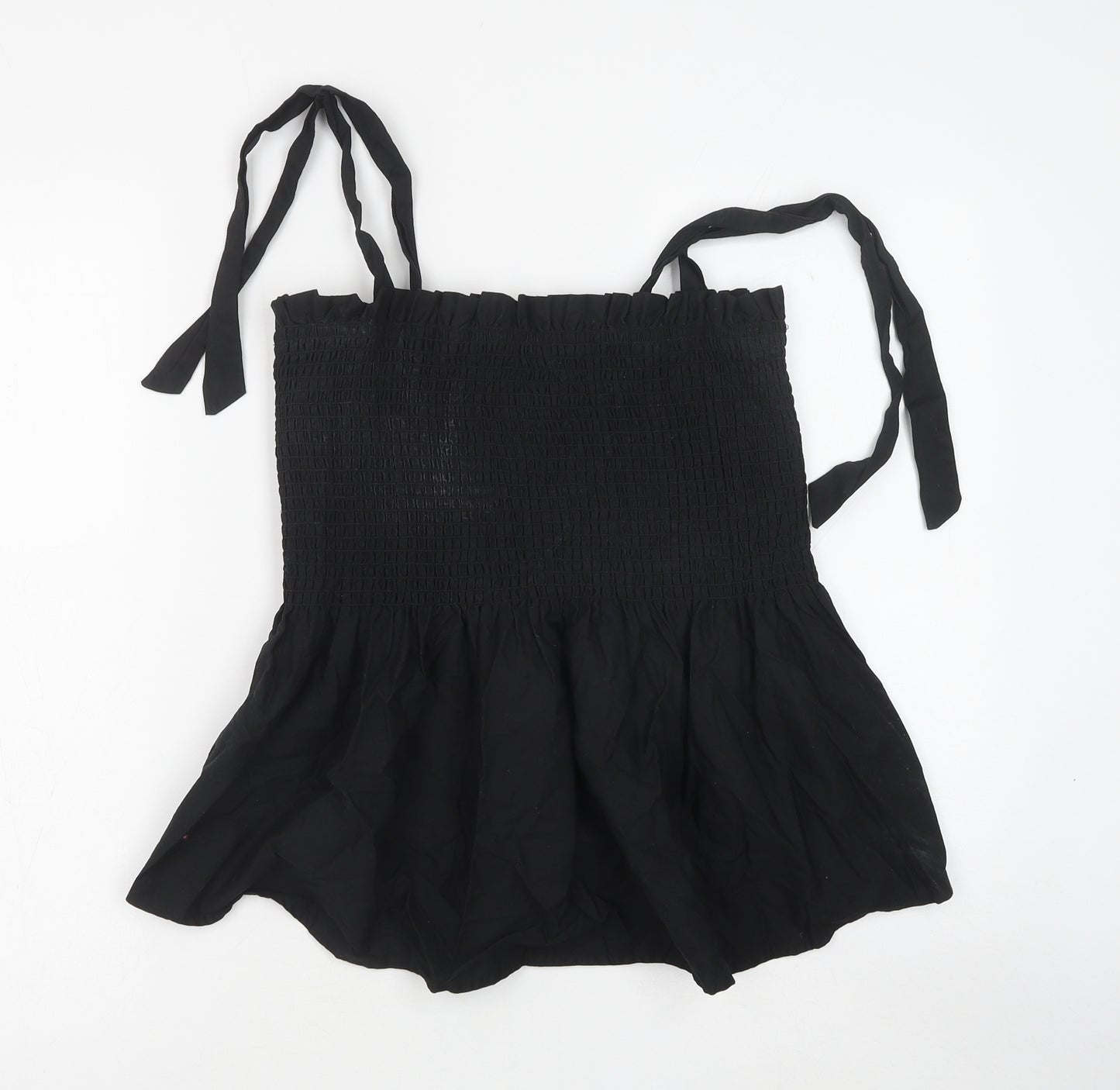 New Look Womens Black Cotton Basic Blouse Size 18 Square Neck