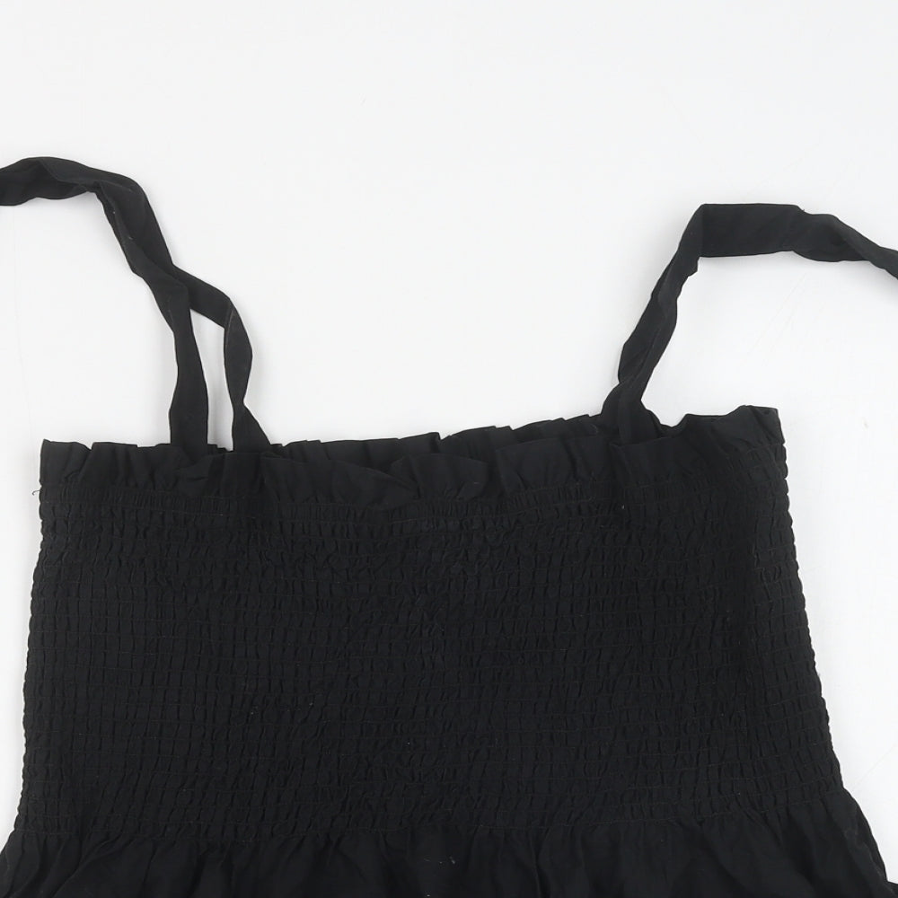 New Look Womens Black Cotton Basic Blouse Size 18 Square Neck