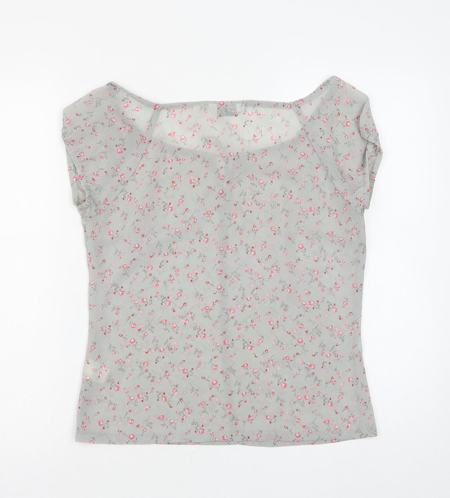 Mexx Womens Grey Floral Polyester Basic Blouse Size 8 Scoop Neck