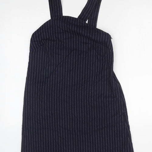 Cooperative Womens Blue Striped Polyester Tank Dress Size M Square Neck Zip