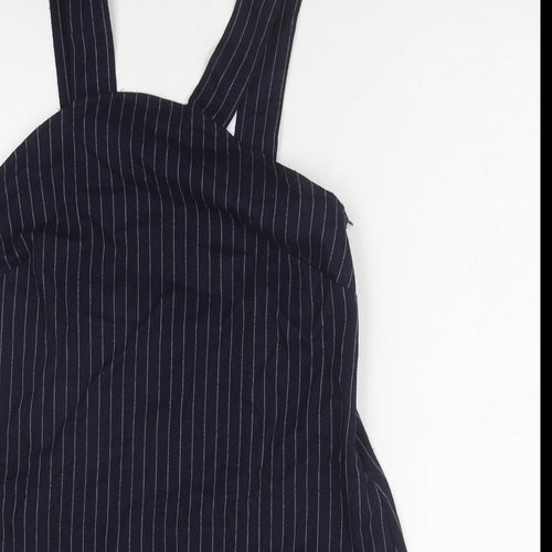 Cooperative Womens Blue Striped Polyester Tank Dress Size M Square Neck Zip
