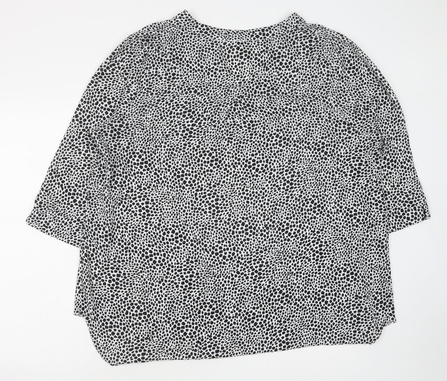 Debenhams Womens Black Geometric Polyester Basic Blouse Size 24 V-Neck