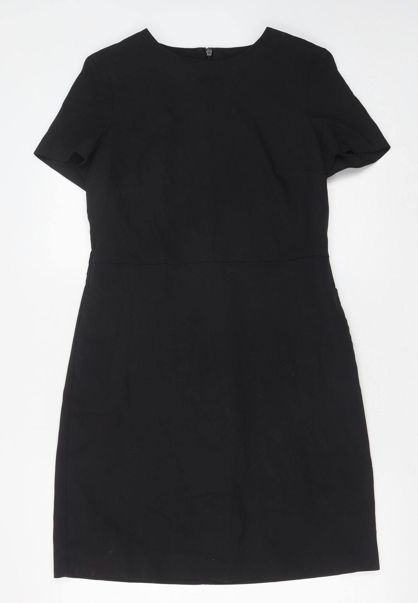 NEXT Womens Black Polyester Shift Size 12 Boat Neck Zip