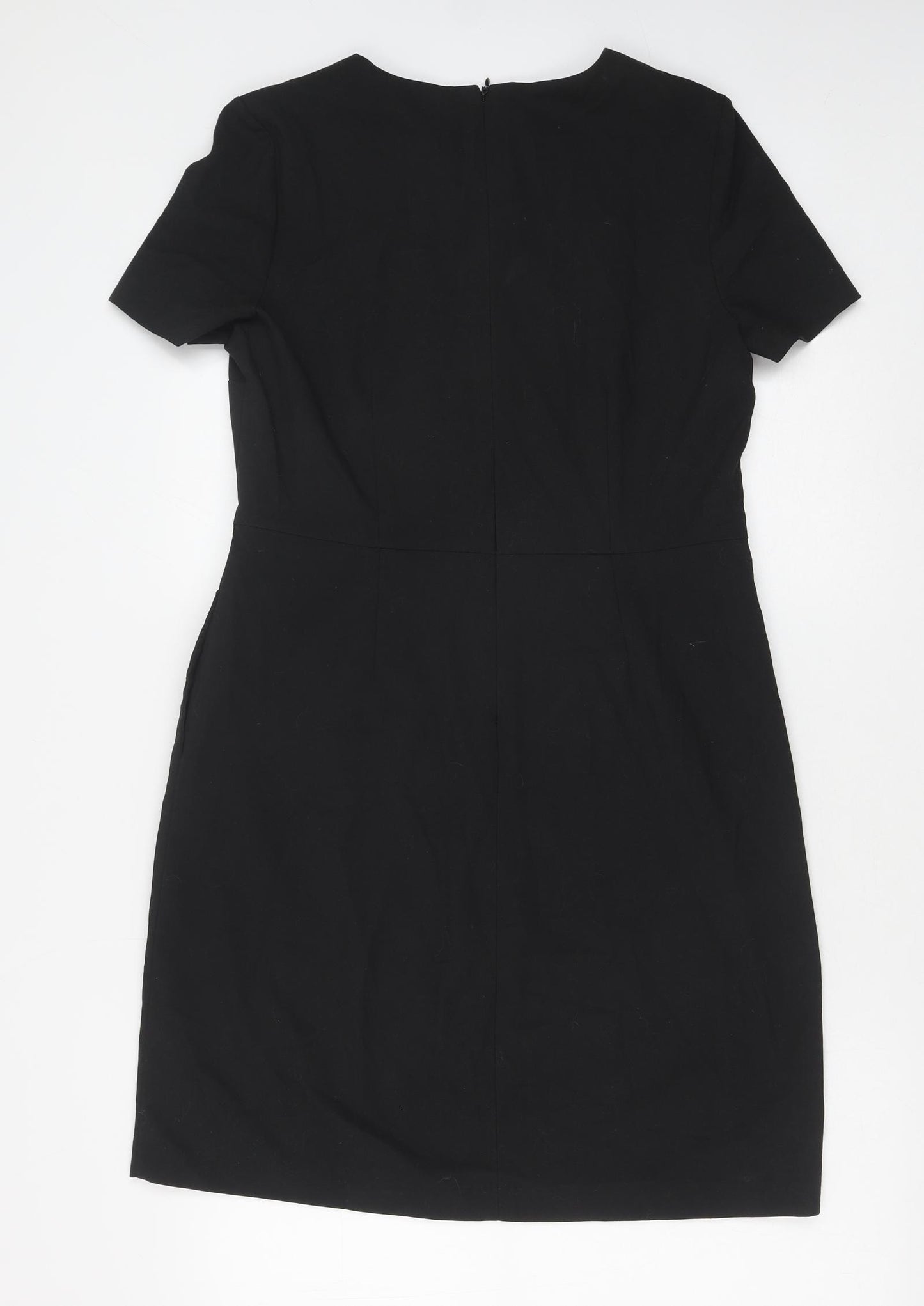 NEXT Womens Black Polyester Shift Size 12 Boat Neck Zip