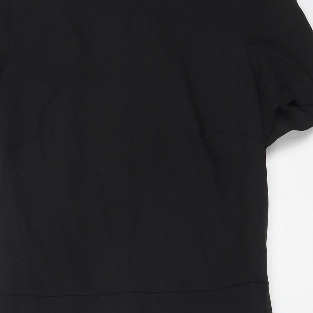 NEXT Womens Black Polyester Shift Size 12 Boat Neck Zip