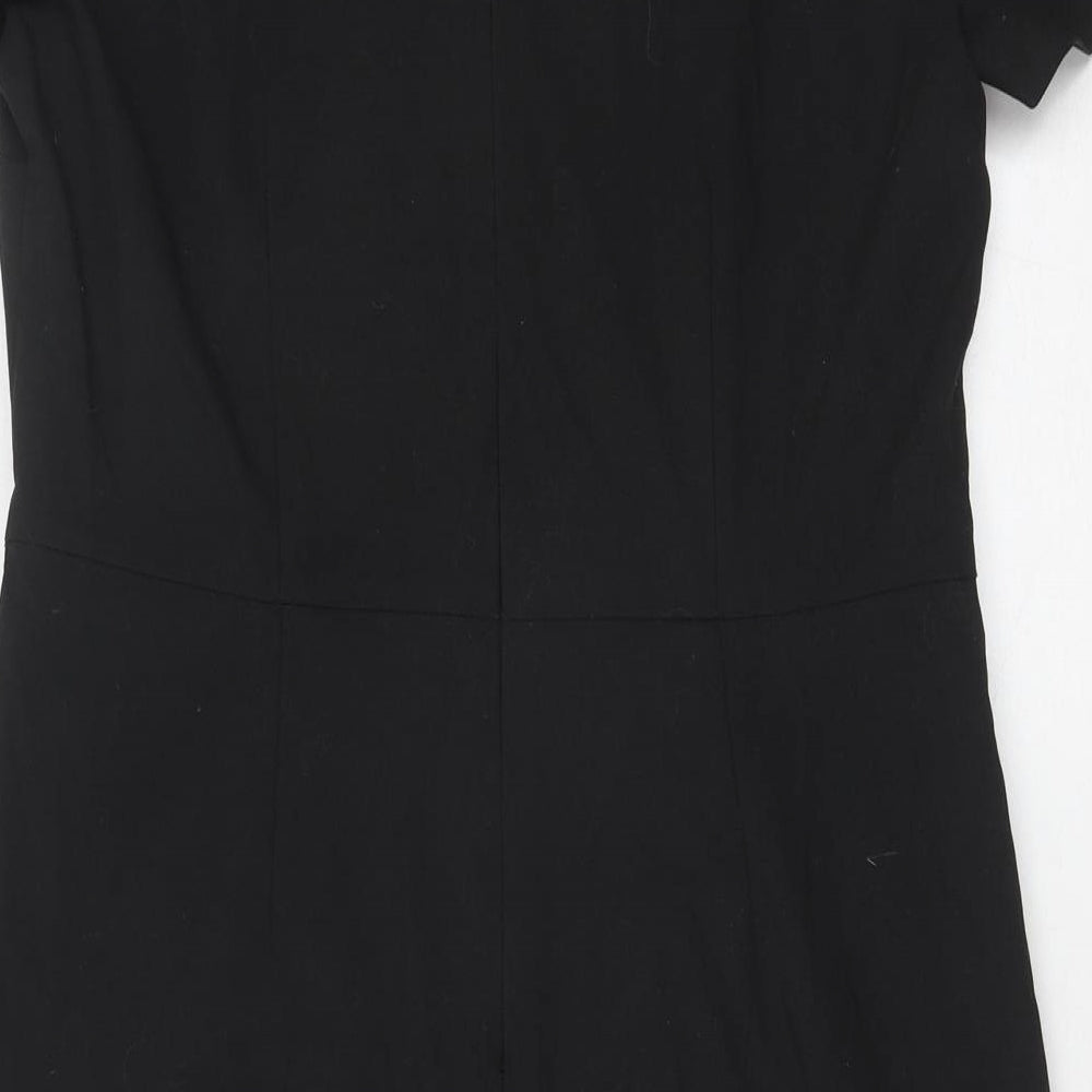NEXT Womens Black Polyester Shift Size 12 Boat Neck Zip