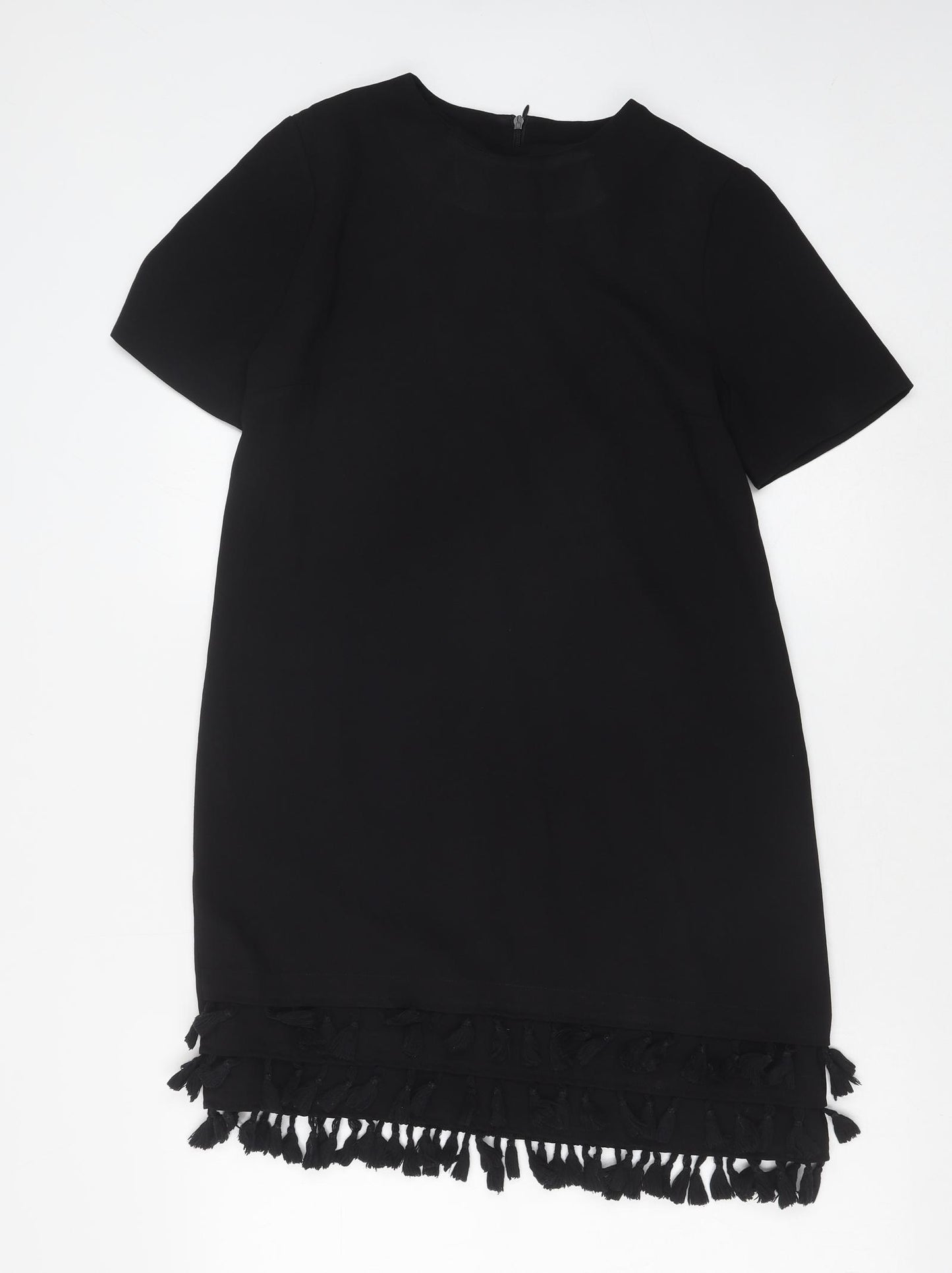 Zara Womens Black Polyester Shift Size S Round Neck Zip