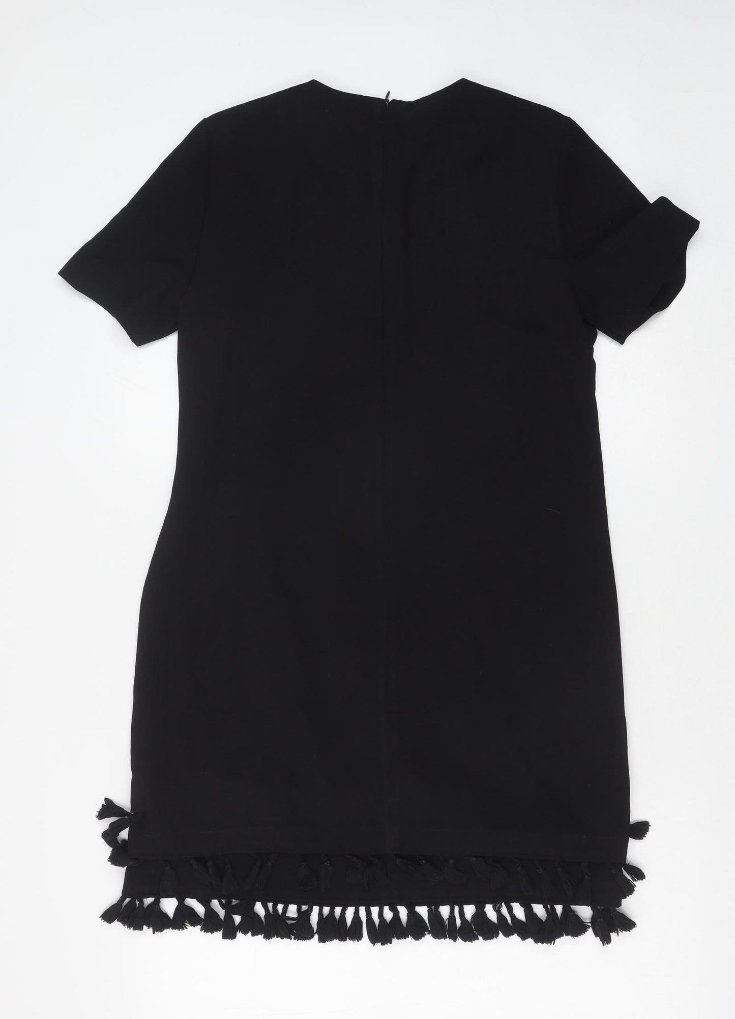 Zara Womens Black Polyester Shift Size S Round Neck Zip