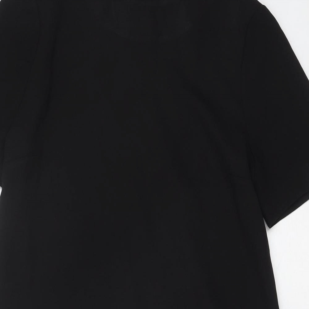 Zara Womens Black Polyester Shift Size S Round Neck Zip