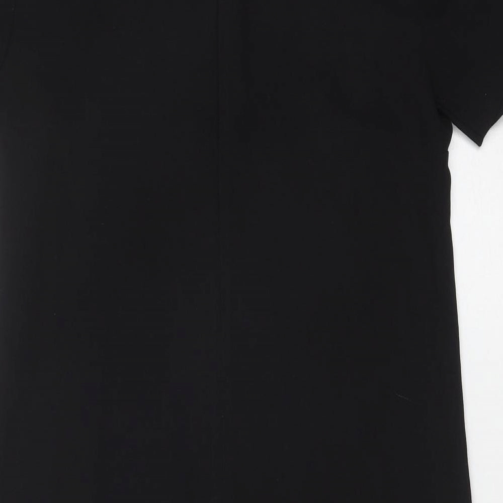 Zara Womens Black Polyester Shift Size S Round Neck Zip